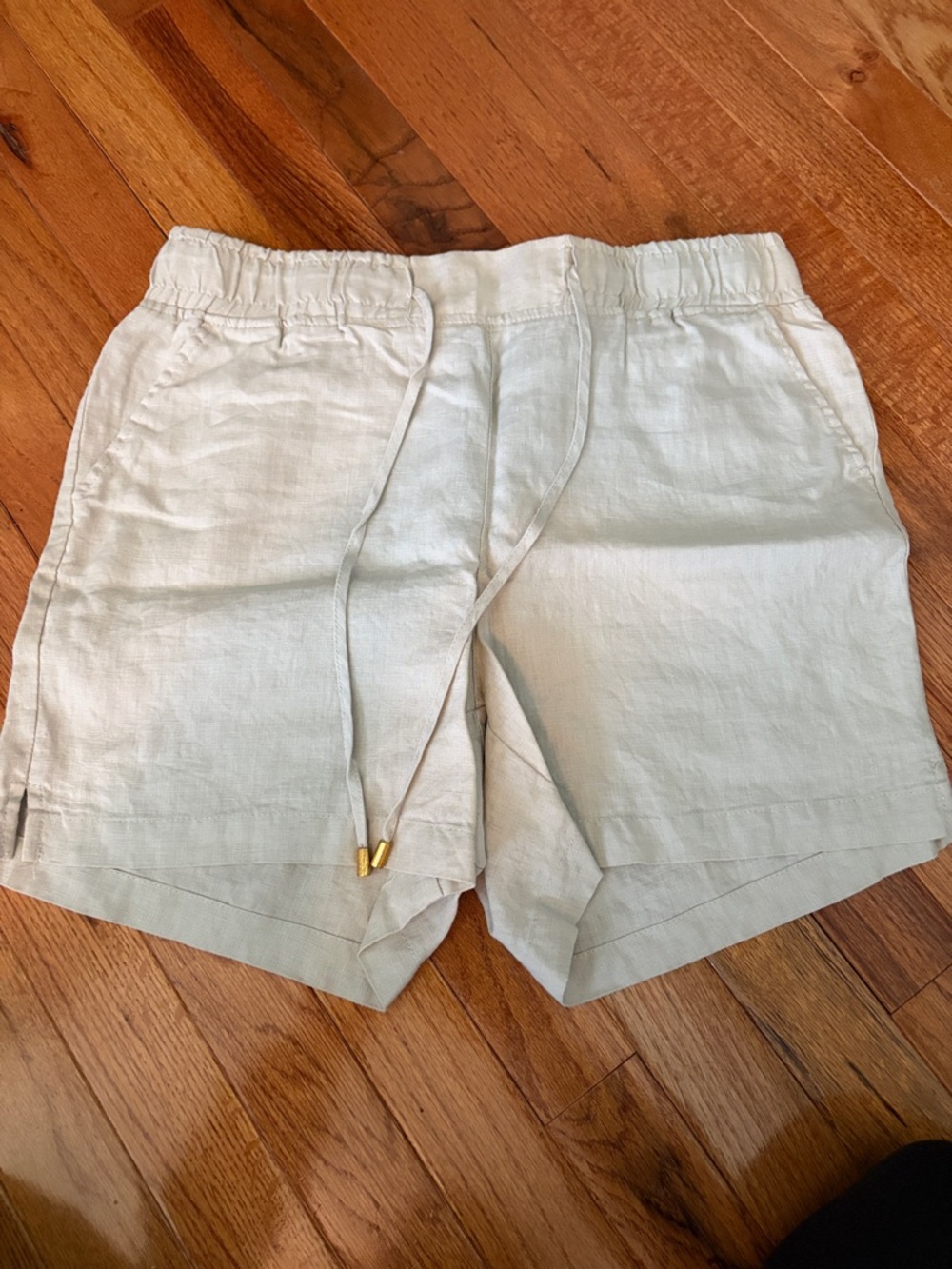 Ellen Tracy Cream Drawstring Linen-Blend Womens Shorts